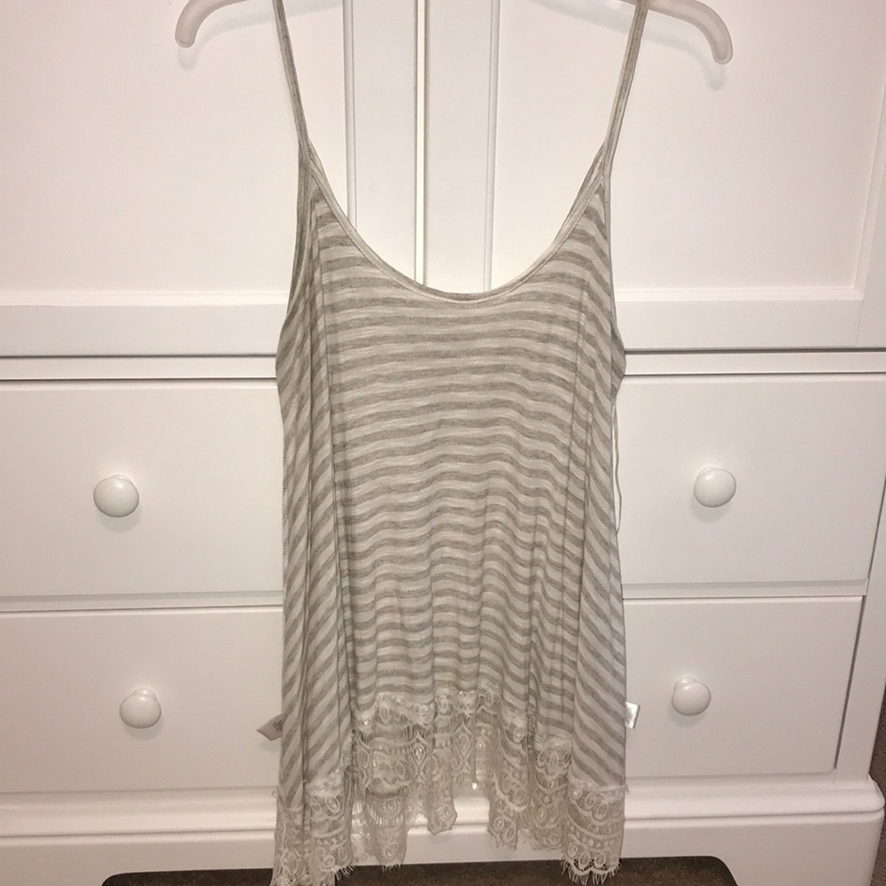 stripe tank with lace at bottom